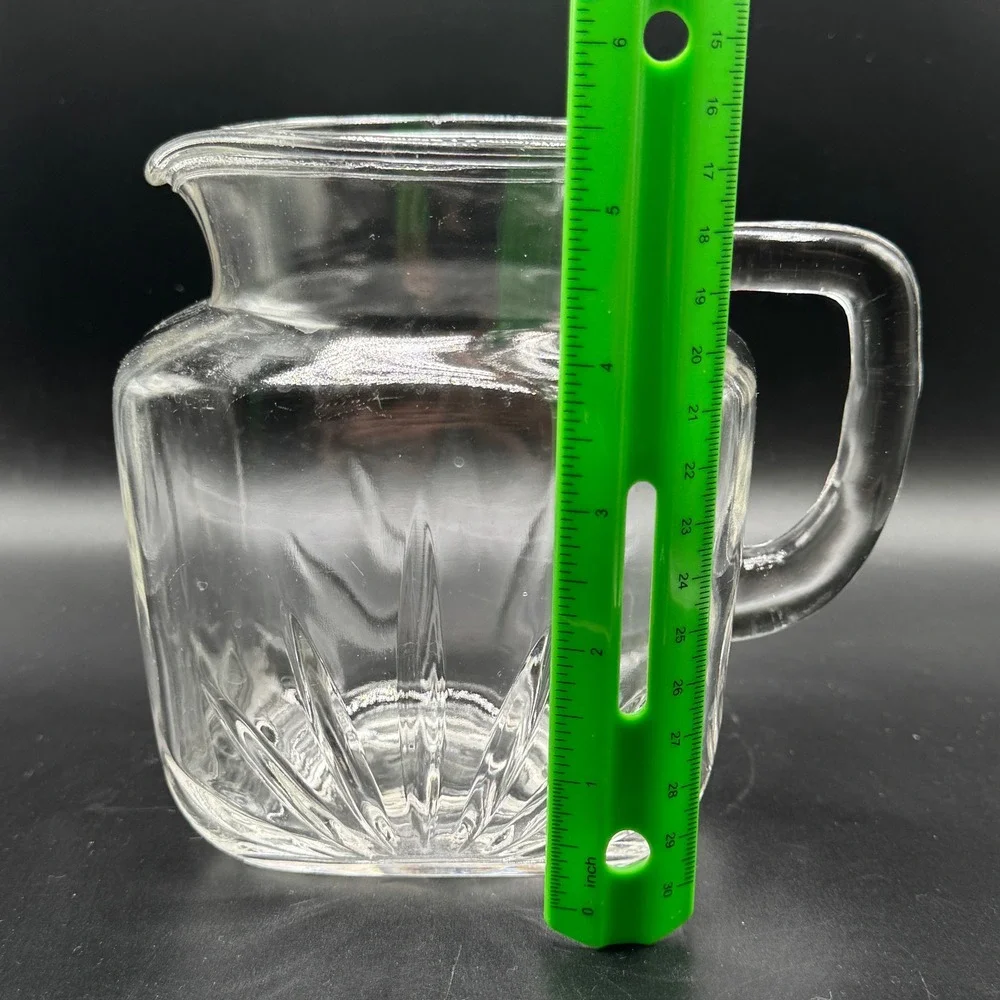 Vtg. Federal Glass Juice Pitcher Atomic Sunrise Star‎ Bottom Square Cottagecore
